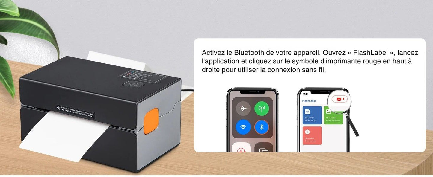 Printiup Label Edge – Imprimante Thermique Étiquettes 4x6 – Bluetooth & USB