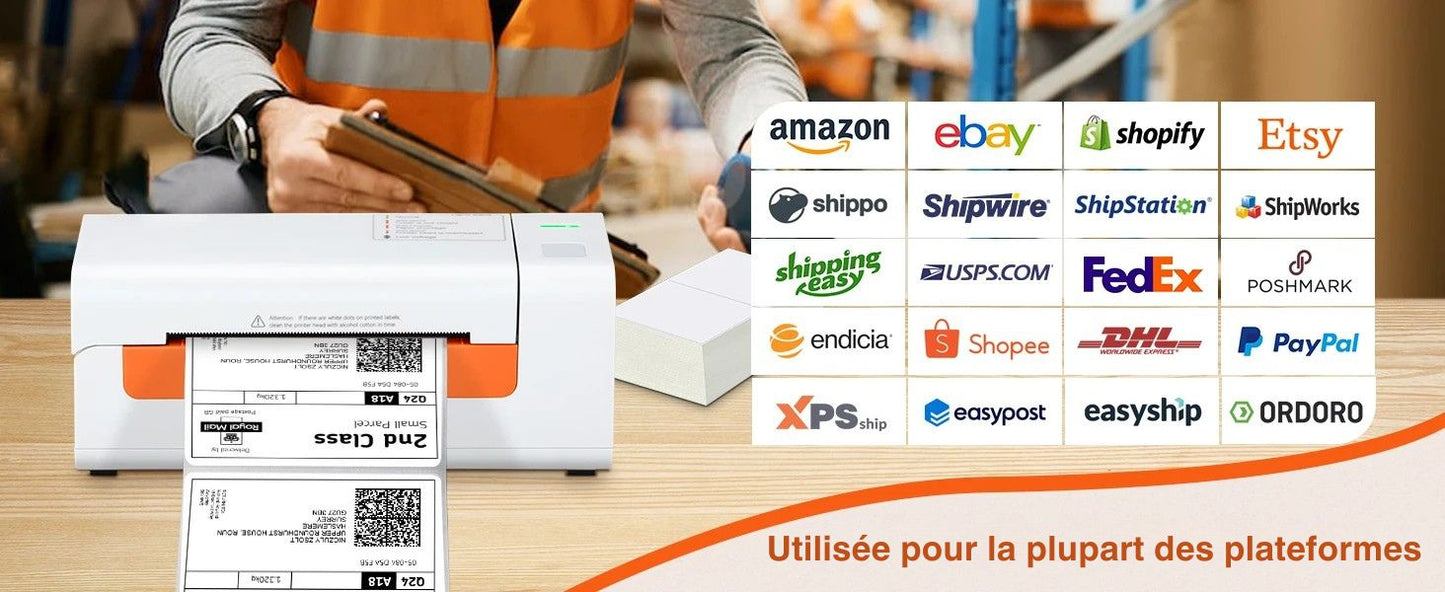 Printiup Label Smart – Imprimante Thermique Étiquettes 4x6 – USB