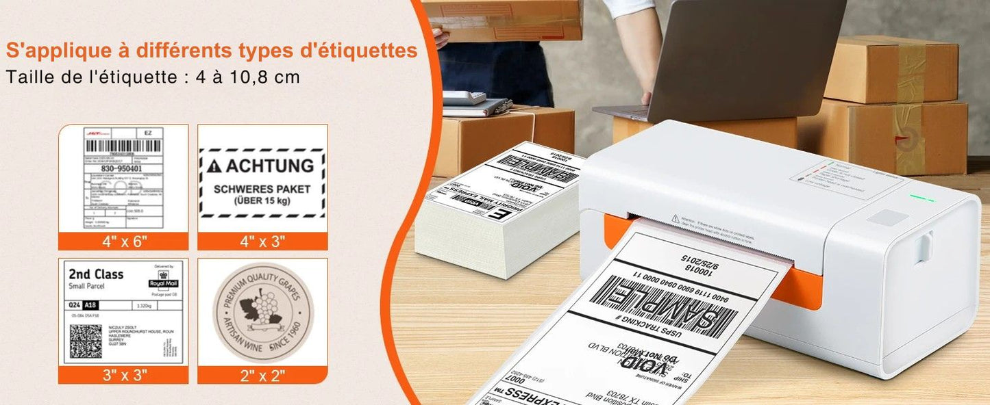 Printiup Label Smart – Imprimante Thermique Étiquettes 4x6 – USB