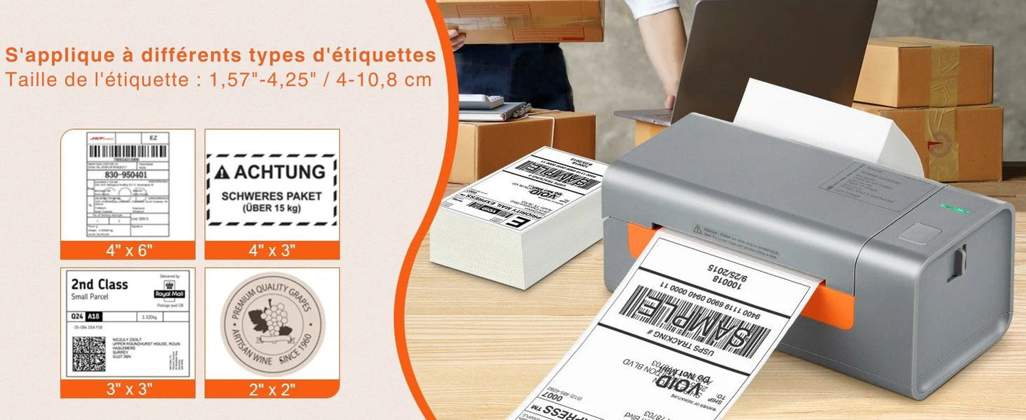 Printiup Label Flex - Imprimante Thermique Étiquettes 4x6 USB – Reconnaissance Automatique – Compatible Windows, Mac & Linux