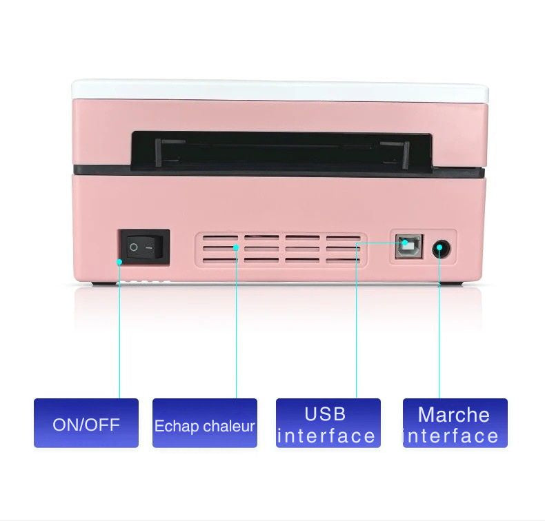 Printiup Label Rose - Imprimante Thermique Étiquettes 4x6 Bluetooth – Compacte & Économique – Compatible iPhone, Android, Mac & Windows