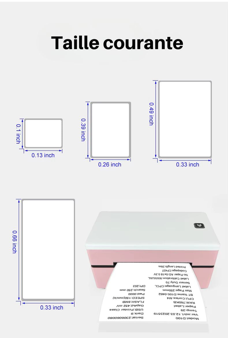 Printiup Label Rose - Imprimante Thermique Étiquettes 4x6 Bluetooth – Compacte & Économique – Compatible iPhone, Android, Mac & Windows